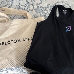 Peloton Sleek Black Athletic Tank and Tote Bag